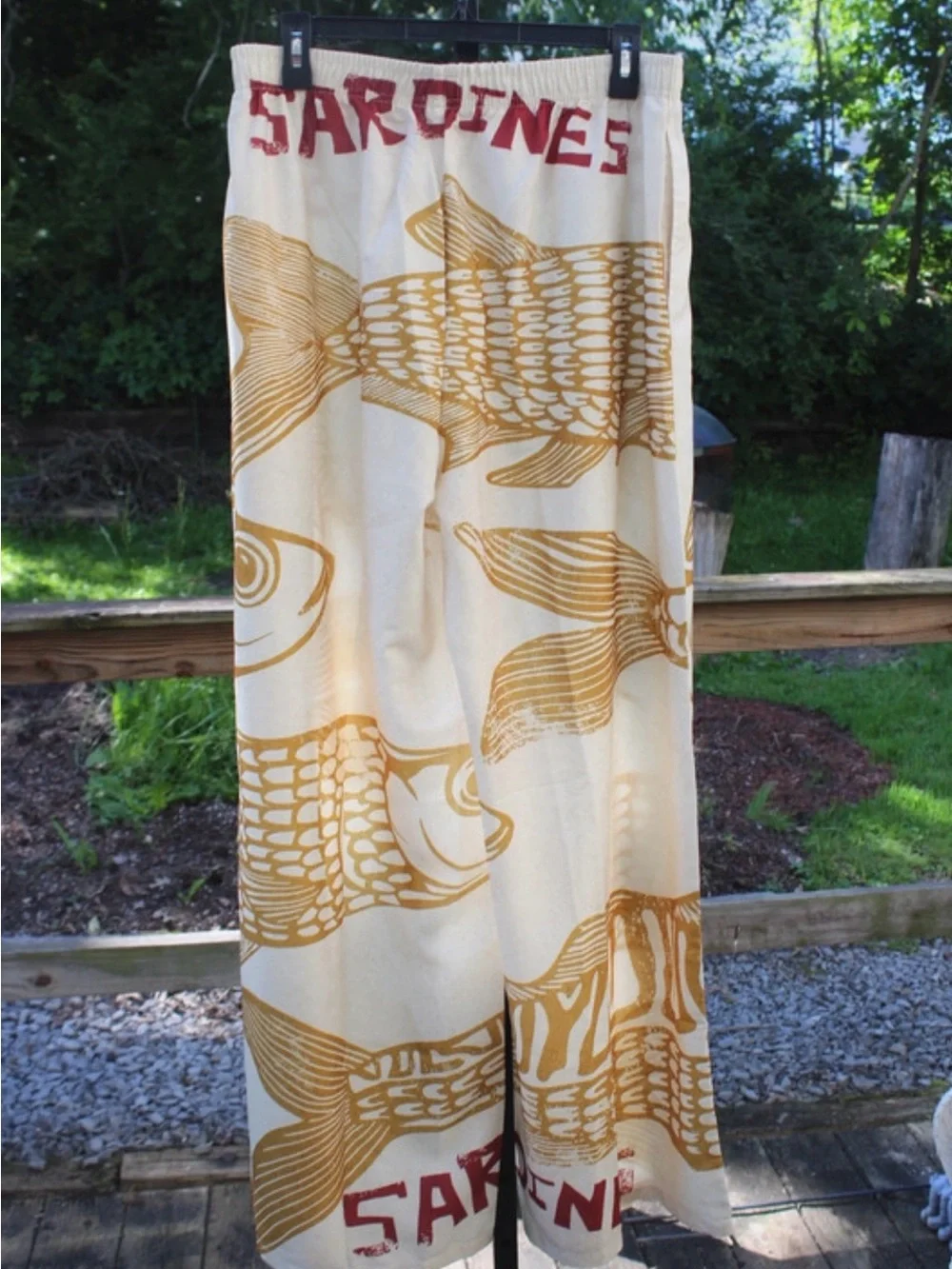 Sardines Fish Print Wide Leg Pants | Size XL (Fits Like L)